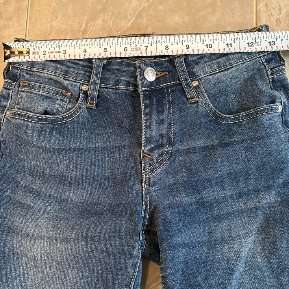 True Religion Becca Jeans Womens Sz 24 Blue Mid Rise Bootcut Stretch Denim Logo - Picture 5 of 10